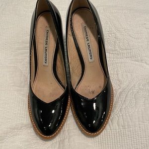 New CL Hipster Leather Classic Black High Heels Platform Pumps  Womens 7.5 M